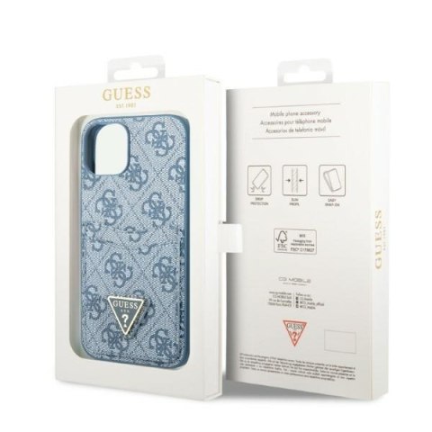 Etui na telefon iPhone 13 mini Guess niebieskie hardcase z slotem na karty