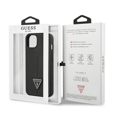 Etui na telefon iPhone 13 mini Guess czarne hardcase Saffiano