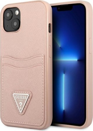 Etui na telefon iPhone 13 mini Guess różowe hardcase z slotem na karty