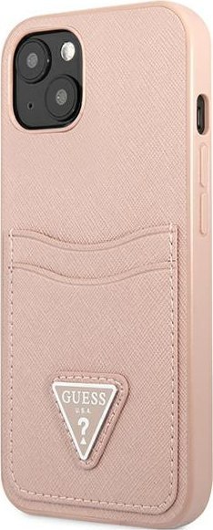 Etui na telefon iPhone 13 mini Guess różowe hardcase z slotem na karty