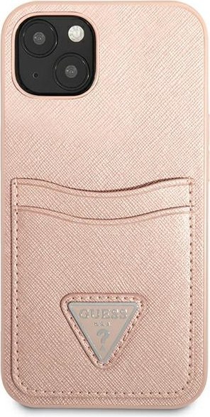 Etui na telefon iPhone 13 mini Guess różowe hardcase z slotem na karty