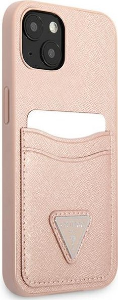 Etui na telefon iPhone 13 mini Guess różowe hardcase z slotem na karty