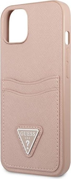 Etui na telefon iPhone 13 mini Guess różowe hardcase z slotem na karty