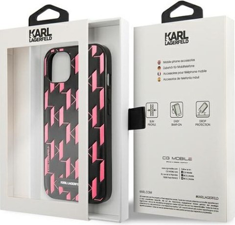 Etui na telefon iPhone 13 mini Karl Lagerfeld różowe Monogram Plaque