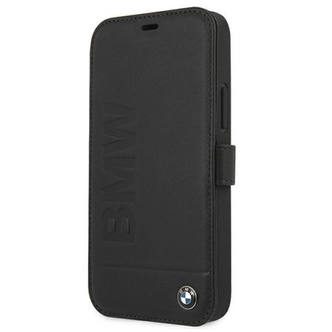 Etui na telefon iPhone 12 mini BMW czarne book Signature - eleganckie