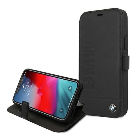 Etui na telefon iPhone 12 mini BMW czarne book Signature - eleganckie