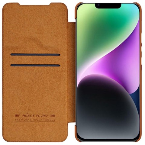 Etui na telefon iPhone 14 Plus / 15 Plus Nillkin Qin Leather Pro brązowy