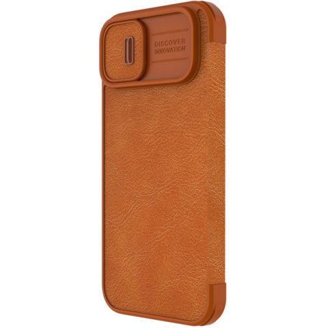 Etui na telefon iPhone 14 Plus / 15 Plus Nillkin Qin Leather Pro brązowy