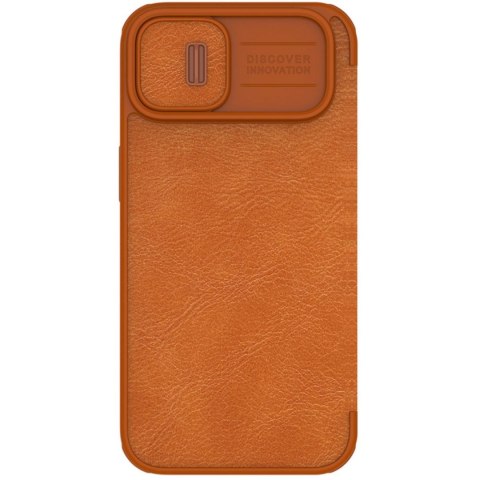 Etui na telefon iPhone 14 Plus / 15 Plus Nillkin Qin Leather Pro brązowy