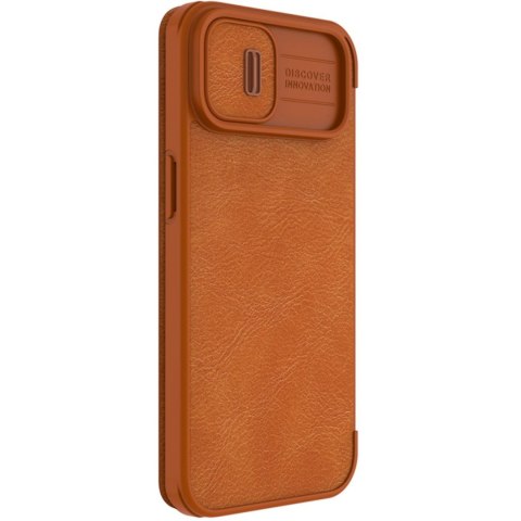 Etui na telefon iPhone 14 Plus / 15 Plus Nillkin Qin Leather Pro brązowy