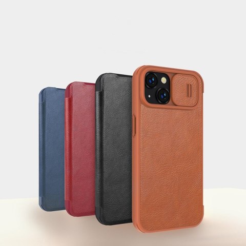 Etui na telefon iPhone 14 Plus / 15 Plus Nillkin Qin Leather Pro brązowy