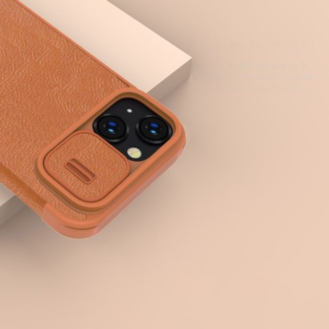 Etui na telefon iPhone 14 Plus / 15 Plus Nillkin Qin Leather Pro brązowy