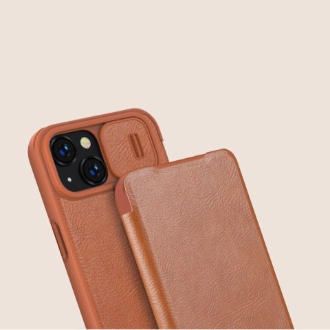 Etui na telefon iPhone 14 Plus / 15 Plus Nillkin Qin Leather Pro brązowy