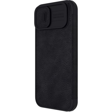 Etui na telefon iPhone 14 Nillkin Qin Leather Pro czarny skórzany