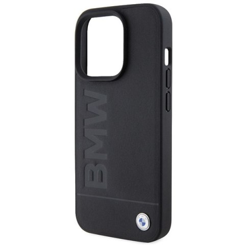 Etui na telefon iPhone 15 Pro Max BMW czarne MagSafe Leather Hot Stamp