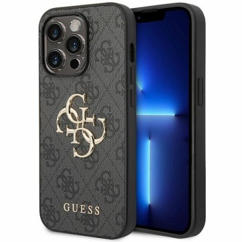 Etui na telefon iPhone 15 Pro Max Guess szare hardcase Big Metal Logo