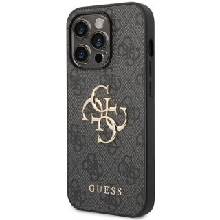 Etui na telefon iPhone 15 Pro Max Guess szare hardcase Big Metal Logo