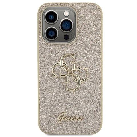 Etui na telefon iPhone 15 Pro Max Guess Glitter Script Big 4G złote