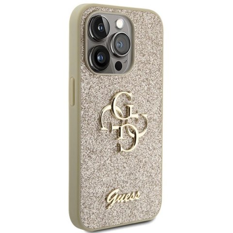 Etui na telefon iPhone 15 Pro Max Guess Glitter Script Big 4G złote