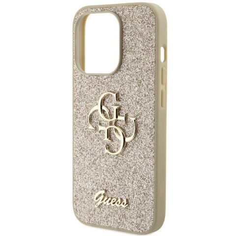 Etui na telefon iPhone 15 Pro Max Guess Glitter Script Big 4G złote