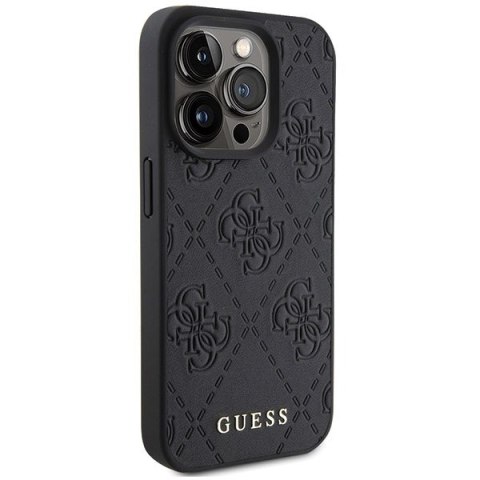 Etui na telefon iPhone 15 Pro Max Guess Leather 4G Stamped czarne