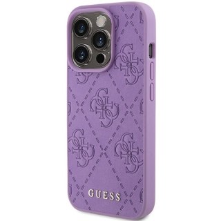 Etui na telefon iPhone 15 Pro Max Guess Leather 4G Stamped fioletowe