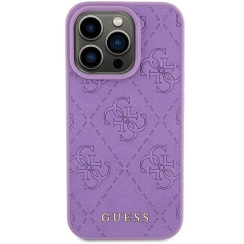 Etui na telefon iPhone 15 Pro Max Guess Leather 4G Stamped fioletowe