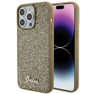 Etui na telefon iPhone 15 Pro Max Guess Disco Metal Script złote