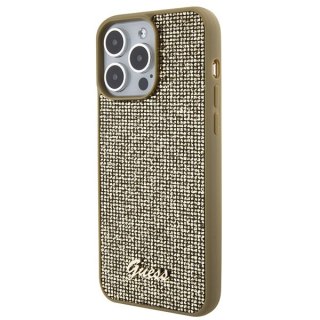 Etui na telefon iPhone 15 Pro Max Guess Disco Metal Script złote