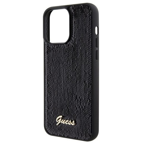 Etui na telefon iPhone 15 Pro Max Guess Sequin Script Metal czarne