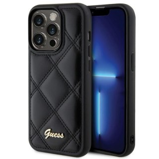 Etui na telefon iPhone 15 Pro Max Guess Quilted Metal Logo czarne