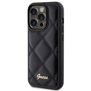 Etui na telefon iPhone 15 Pro Max Guess Quilted Metal Logo czarne