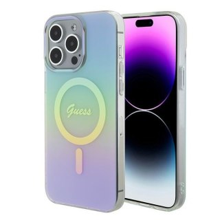 Etui na telefon iPhone 15 Pro Max Guess IML Iridescent MagSafe turkusowe