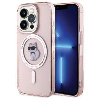 Etui na telefon iPhone 15 Pro Max Karl Lagerfeld Choupette MagSafe różowe