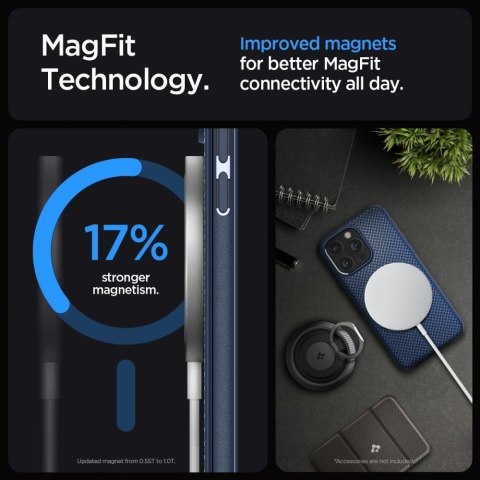 Etui na telefon iPhone 15 Pro Max Spigen Mag Armor MagSafe granatowe