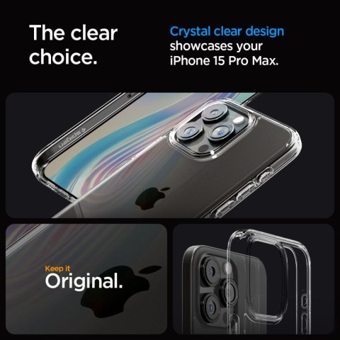 Etui na telefon iPhone 15 Pro Max Spigen Ultra Hybrid przezroczyste