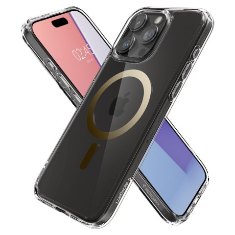 Etui na telefon iPhone 15 Pro Max Spigen Ultra Hybrid MagSafe złote