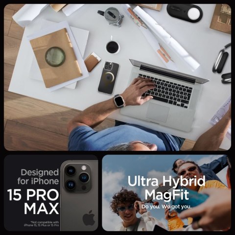 Etui na telefon iPhone 15 Pro Max Spigen Ultra Hybrid MagSafe złote