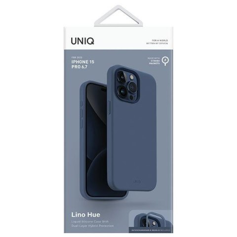 Etui na telefon iPhone 15 Pro Max UNIQ Lino Hue granatowy