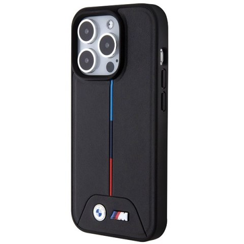 Etui iPhone 15 Pro Max BMW czarne hardcase Quilted Tricolor MagSafe