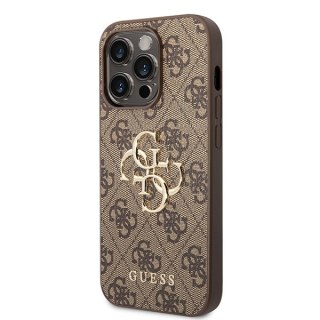 Etui na telefon iPhone 15 Pro Max Guess brązowe hardcase z logo