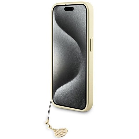 Etui na telefon iPhone 15 Pro Max Guess 4G Charms Collection brązowe