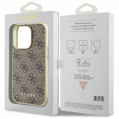 Etui na telefon iPhone 15 Pro Max Guess 4G Charms Collection brązowe