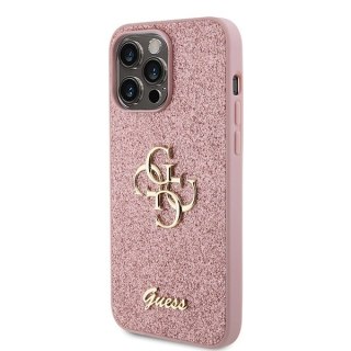 Etui na telefon iPhone 15 Pro Max Guess Glitter Script Big 4G różowe