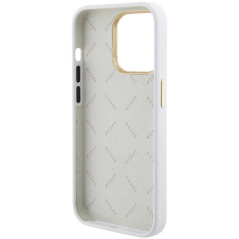 Etui na telefon iPhone 15 Pro Max Guess Silicone Logo Strass 4G białe