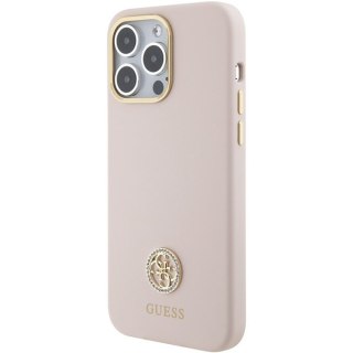 Etui na telefon iPhone 15 Pro Max Guess Silicone Logo Strass 4G różowe