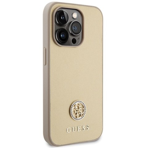 Etui na telefon iPhone 15 Pro Max Guess Strass Metal Logo złote