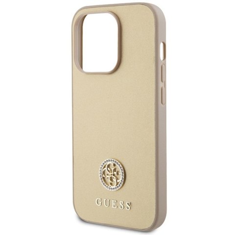 Etui na telefon iPhone 15 Pro Max Guess Strass Metal Logo złote