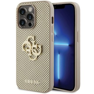 Etui na telefon iPhone 15 Pro Max Guess Perforated 4G Glitter złote