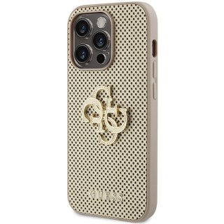 Etui na telefon iPhone 15 Pro Max Guess Perforated 4G Glitter złote